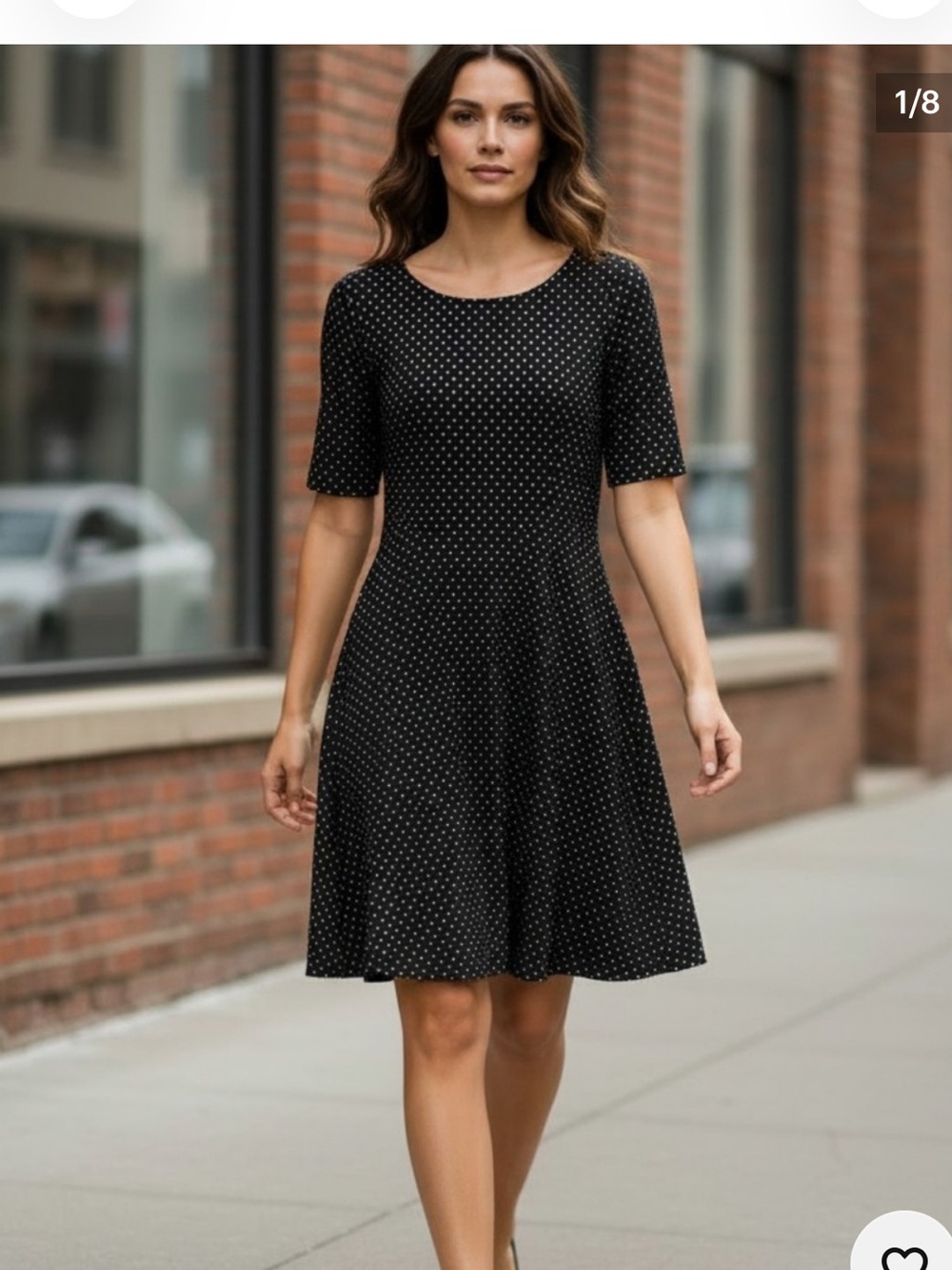 Land’s End Polka Dot Fit-and-Flare Dress - Classic Short Sleeve
